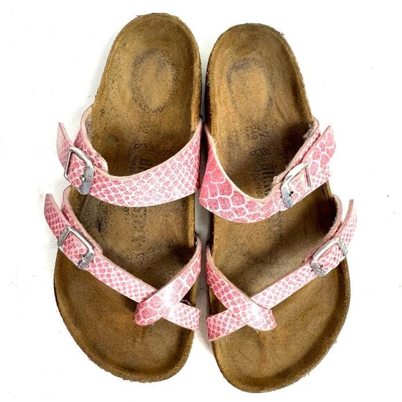 Birkenstock Mayari Pink Snakeskin Sandals Comfort Shoes Size EU 37/ US 6.5 - Picture 3 of 9